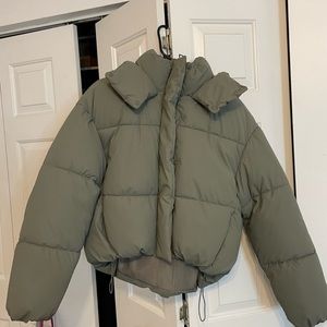 Zara olive green puffer jacket